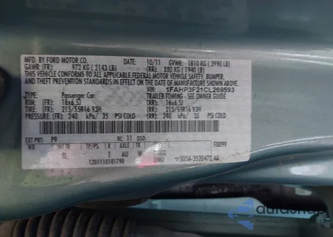 2012 Ford Focus Se z USA, uszkodzony, nr VIN 1FAHP3F21CL269593